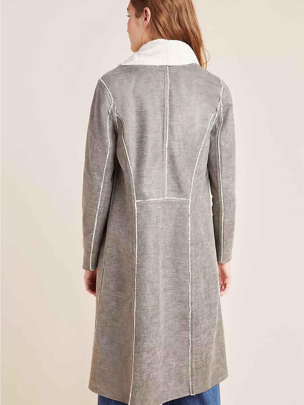 BNWT Anthropologie Amadi Camilla Gray Faux Sherpa Jacket - Picture 4 of 15